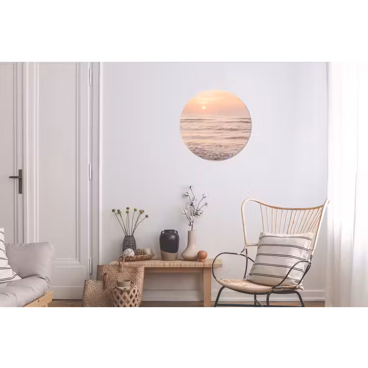 Zon - Strand - Roze Wandcirkel aluminium klein -woonkamer