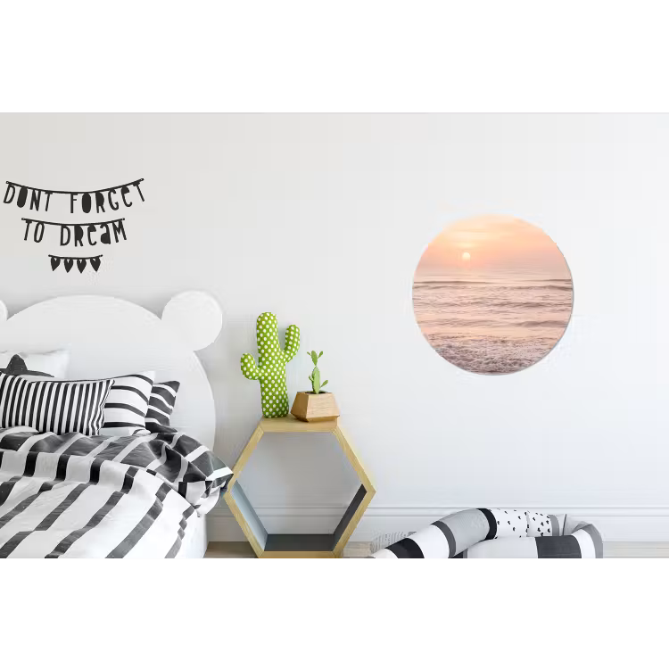 Zon - Strand - Roze Wandcirkel aluminium klein -kinderkamer