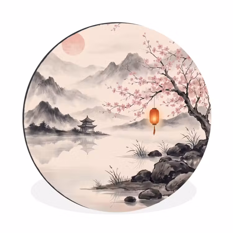 Zon - Japans - Traditioneel Wandcirkel aluminium klein -3d