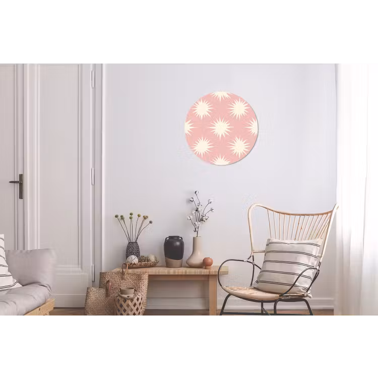 Zonnen - Patroon - Roze Wandcirkel aluminium klein 190 -woonkamer