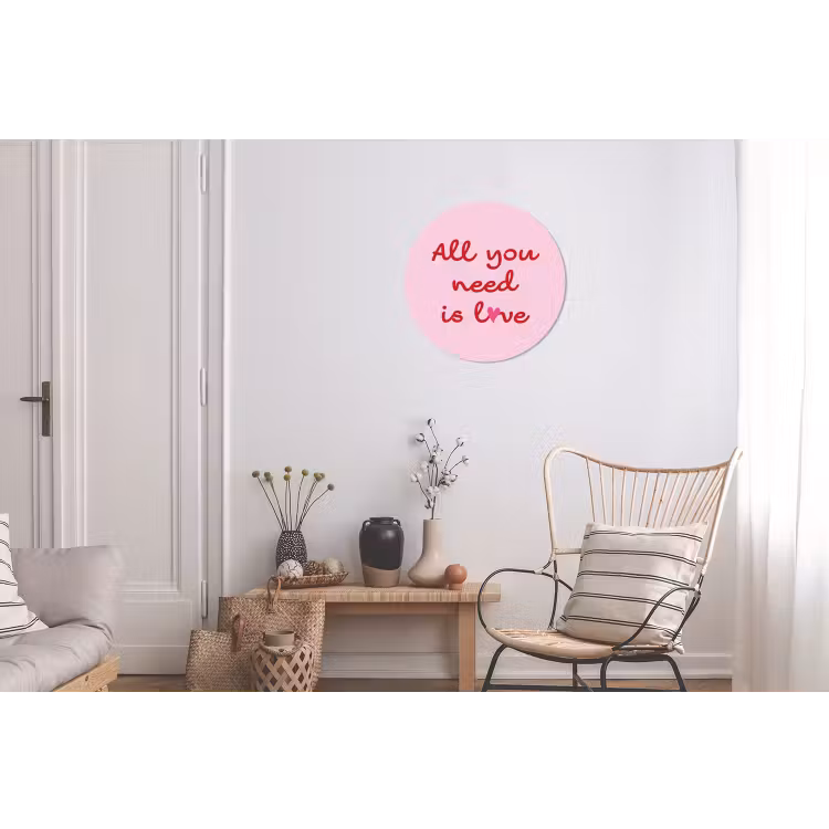 Tekst - Roze - Love - Hart Wandcirkel aluminium klein -woonkamer