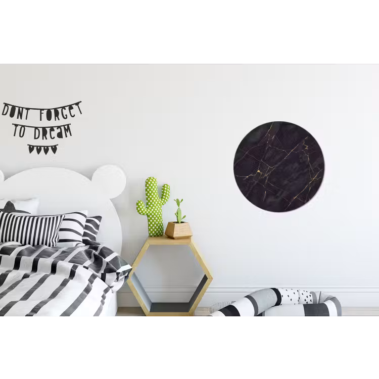 Textuur - Gouden lijnen - Abstract - Modern - Zwart Wandcirkel aluminium klein -kinderkamer
