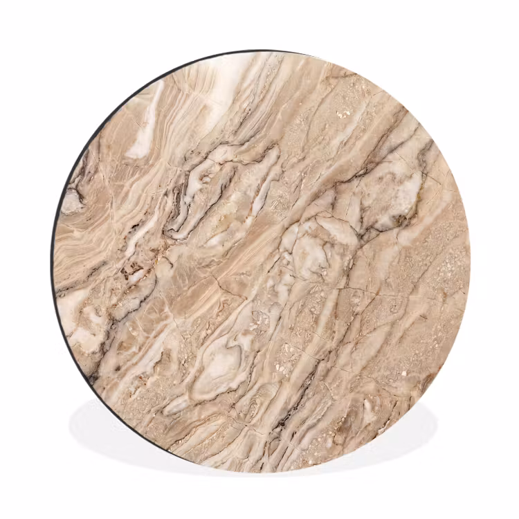 Textuur - Aders - Abstract - Modern - Beige Wandcirkel aluminium klein -3d
