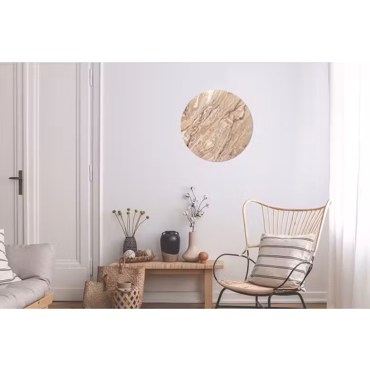 Textuur - Aders - Abstract - Modern - Beige Wandcirkel aluminium klein -woonkamer