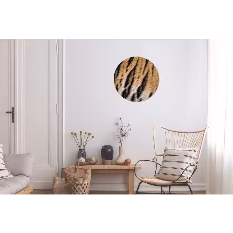 Tijgervacht - Klassiek - Zwart Wandcirkel aluminium klein -woonkamer