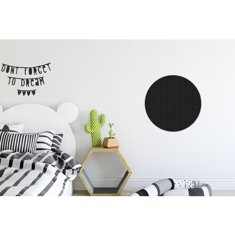 Tegels - Patroon - Mat - Zwart Wandcirkel aluminium klein 190 -kinderkamer