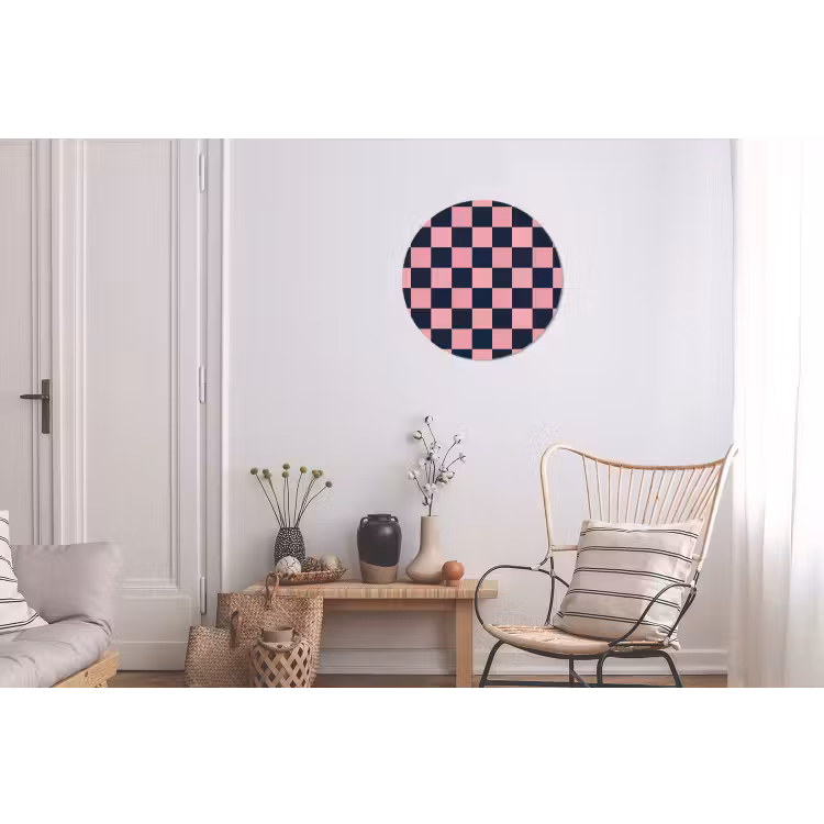 Traditioneel - Patroon - Blauw - Roze Wandcirkel aluminium klein 190 -woonkamer
