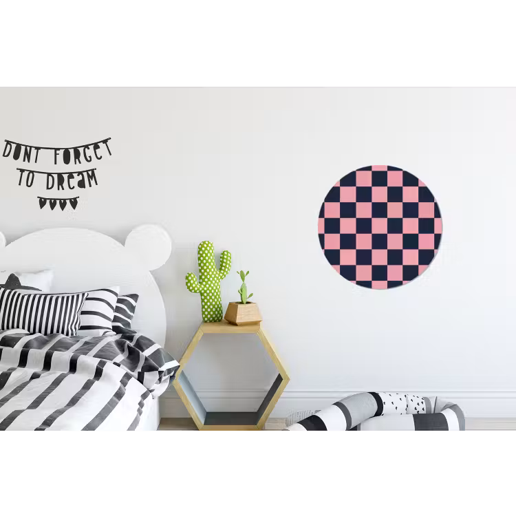 Traditioneel - Patroon - Blauw - Roze Wandcirkel aluminium klein 190 -kinderkamer