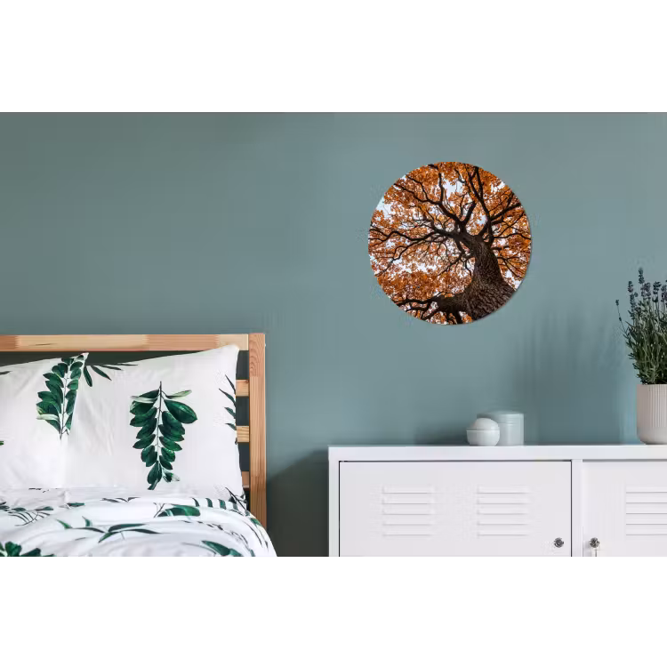 Boom - Bladerdak - Herfst - Oranje - Sfeervol Wandcirkel aluminium klein -slaapkamer