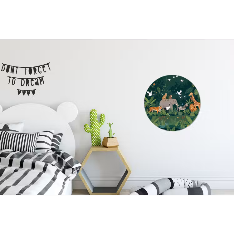 Tropisch - Jungle - Groen Wandcirkel aluminium klein -kinderkamer