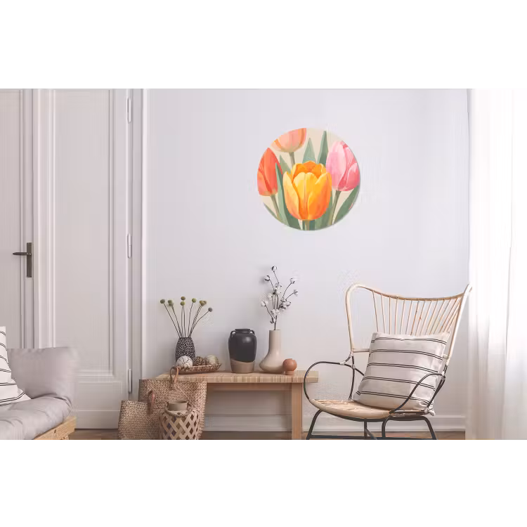 Tulpen - Abstract - Kleurrijk Wandcirkel aluminium klein -woonkamer