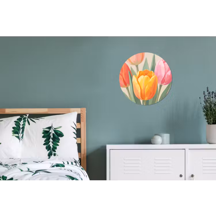 Tulpen - Abstract - Kleurrijk Wandcirkel aluminium klein -slaapkamer