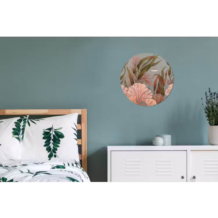 Onderwater - Planten - Vis - Vintage - Groen Wandcirkel aluminium klein -slaapkamer
