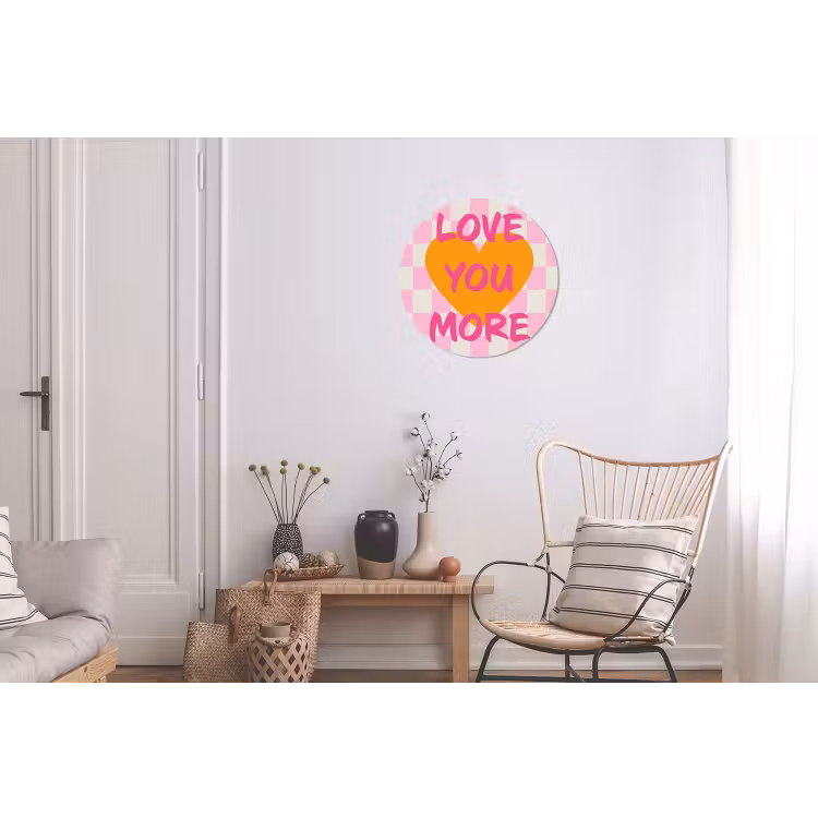 Valentijn - Love - Roze - Oranje Wandcirkel aluminium klein -woonkamer