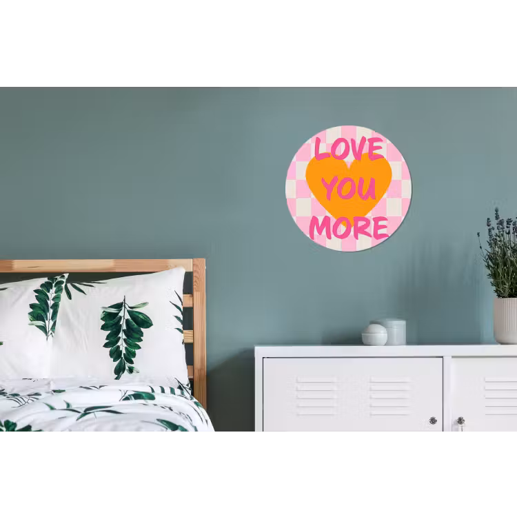 Valentijn - Love - Roze - Oranje Wandcirkel aluminium klein -slaapkamer