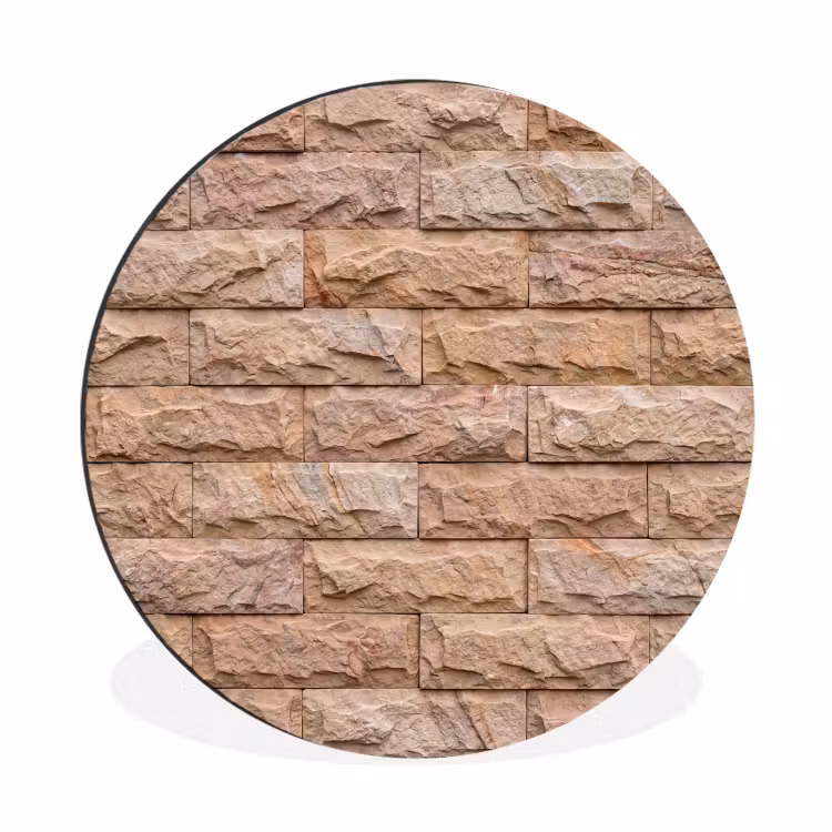 Muur - Steen - Ruw - Textuur - Beige Wandcirkel aluminium klein -3d