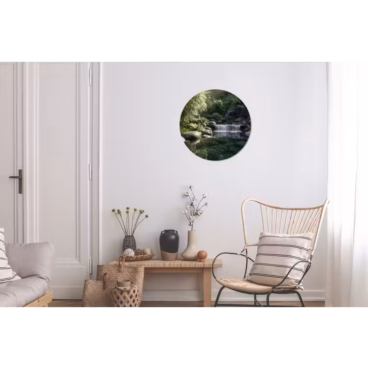 Beek - Waterval - Natuur - Groen Wandcirkel aluminium klein -woonkamer