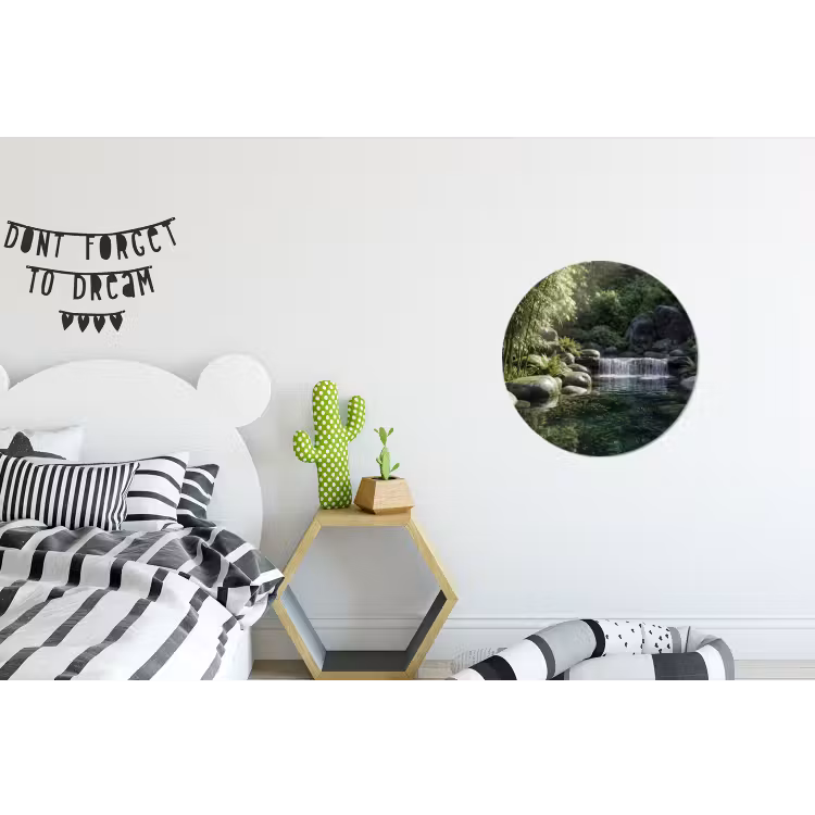 Beek - Waterval - Natuur - Groen Wandcirkel aluminium klein -kinderkamer