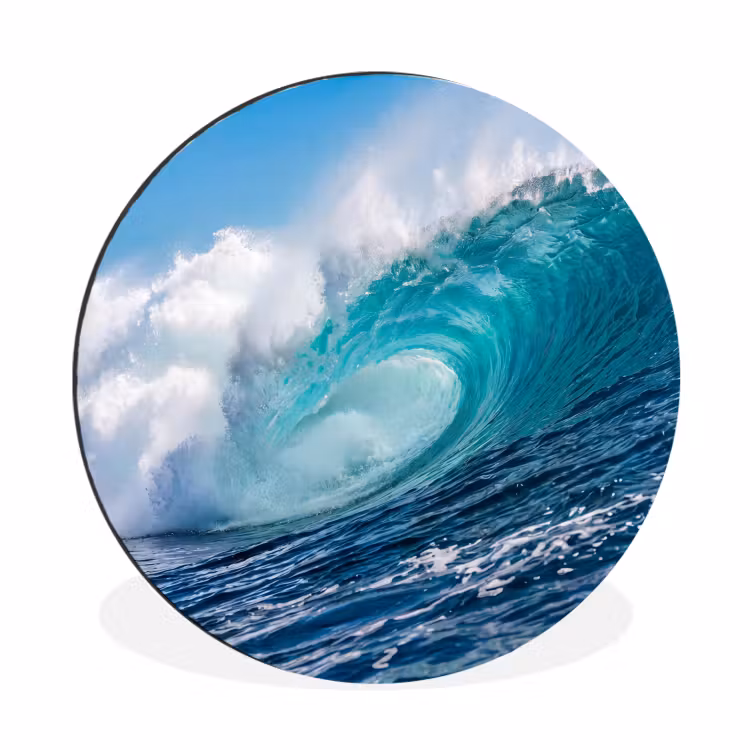 Golf - Oceaan - Water - Dynamisch - Blauw Wandcirkel aluminium klein -3d