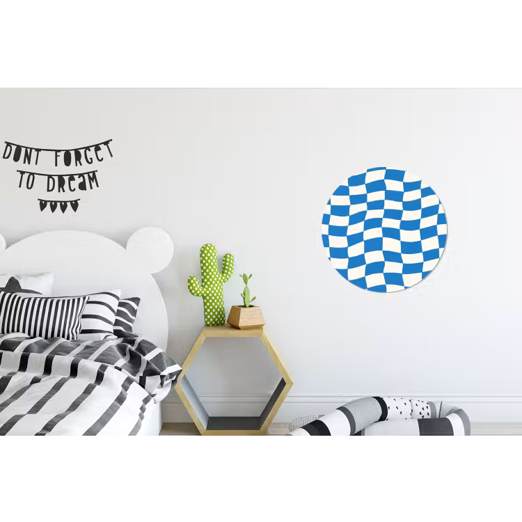 Golvend - Patroon - Blauw Wandcirkel aluminium klein 190 -kinderkamer