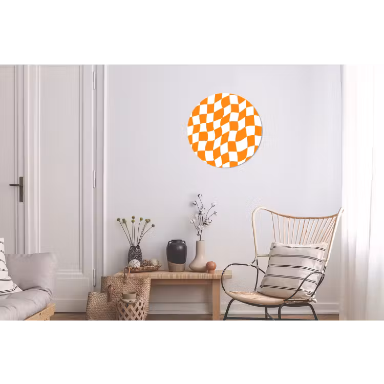 Golvend - Patroon - Oranje Wandcirkel aluminium klein 190 -woonkamer