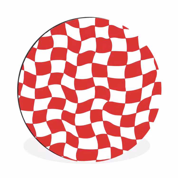 Golvend - Patroon - Rood Wandcirkel aluminium klein 190 -3d