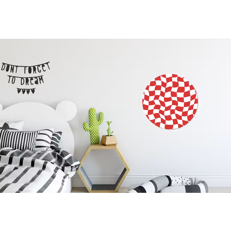 Golvend - Patroon - Rood Wandcirkel aluminium klein 190 -kinderkamer
