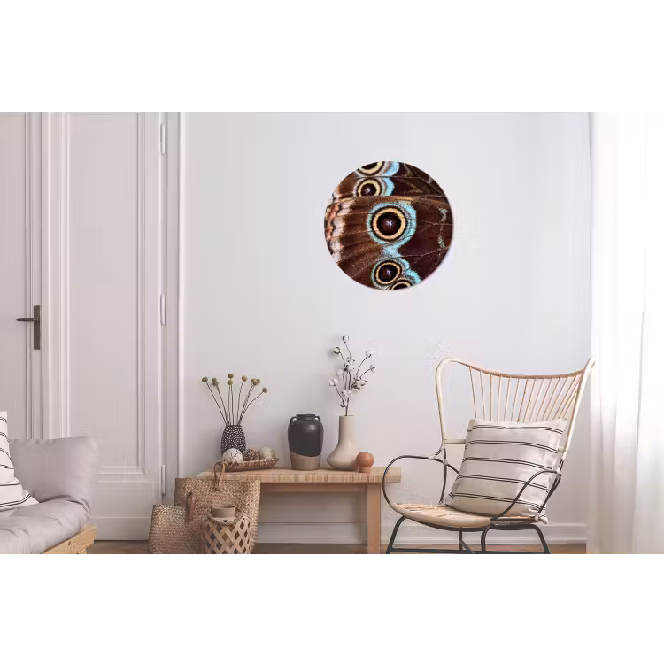 Vleugels - Vlinder - Blauw Wandcirkel aluminium klein -woonkamer