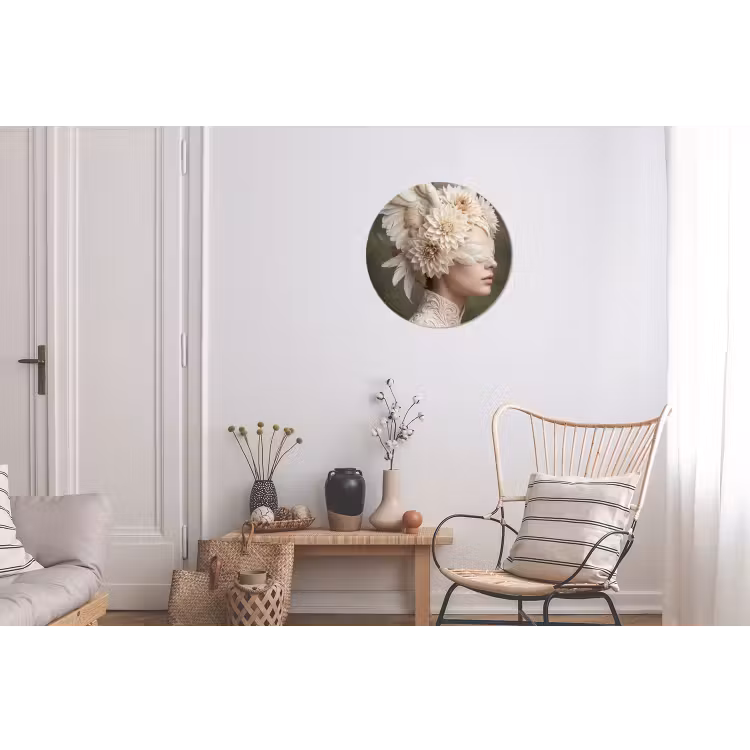 Vleugels - Vrouw - Wit Wandcirkel aluminium klein -woonkamer