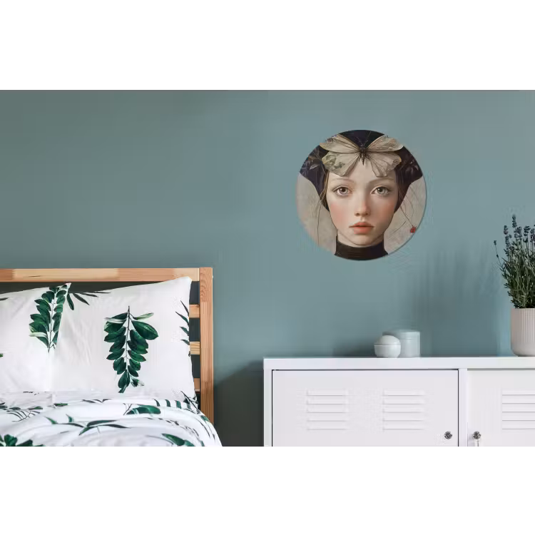Woman - Butterfly - Art - Classic - Muted Wandcirkel aluminium klein -slaapkamer