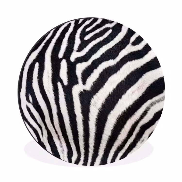 Zebra - Vacht - Klassiek - Zwart - Wit Wandcirkel aluminium klein -3d