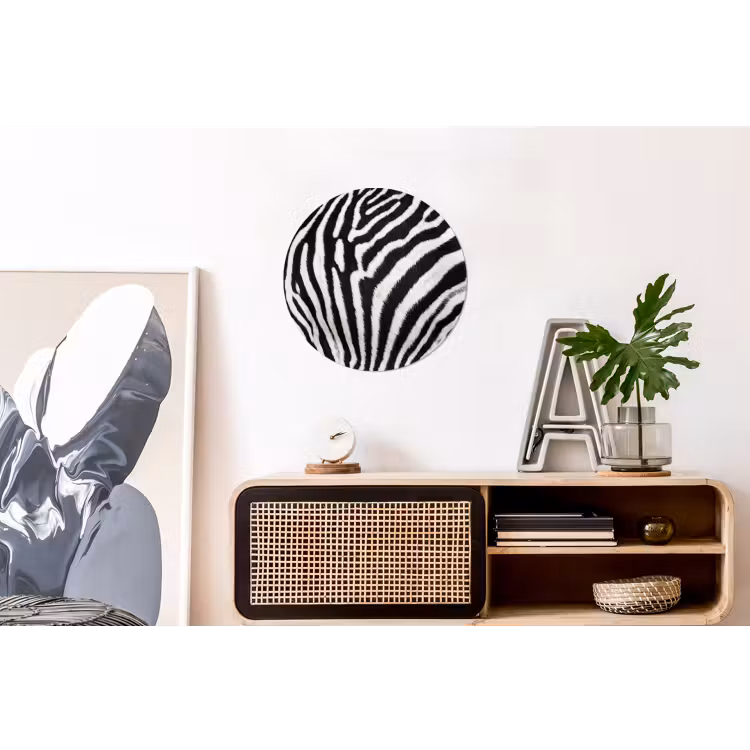 Zebra - Vacht - Klassiek - Zwart - Wit Wandcirkel aluminium klein -kantoor