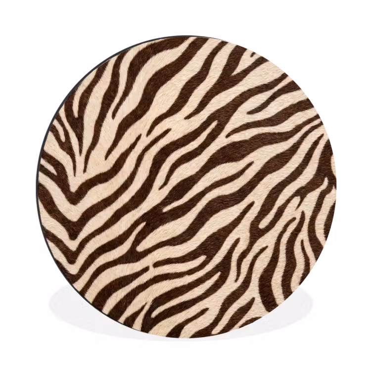 Zebra - Strepen - Bruin Wandcirkel aluminium klein -3d