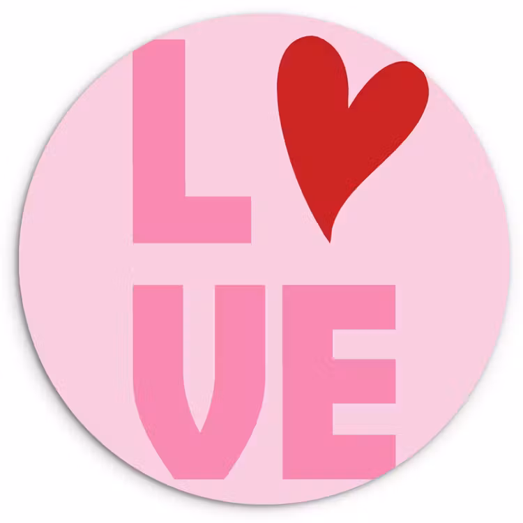 Love - Roze - Hart - Valentijn Wandcirkel plexiglas klein -3d