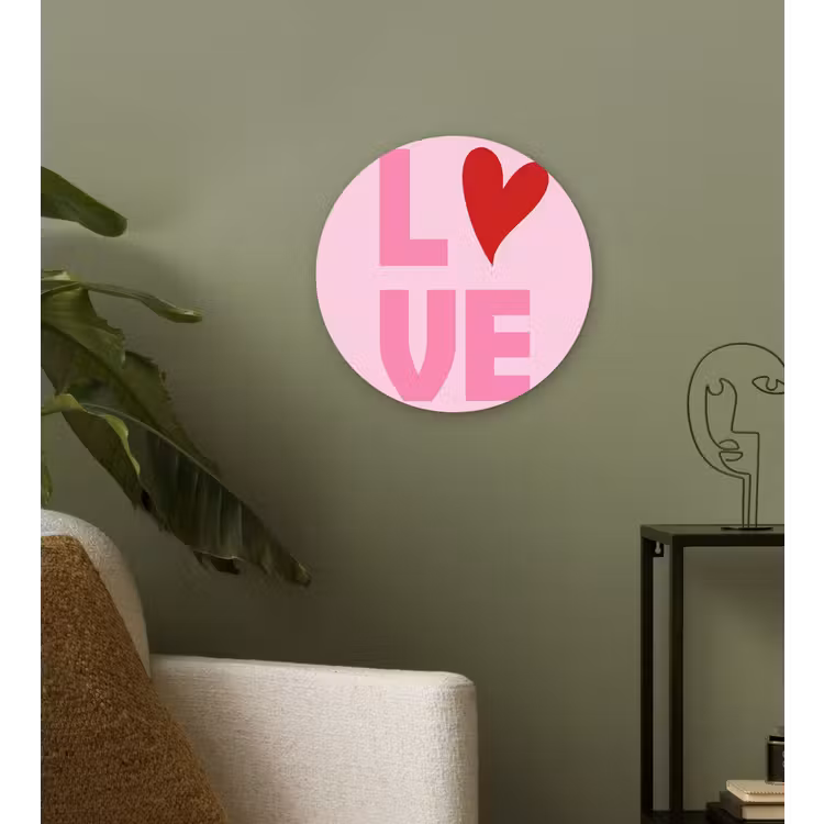 Love - Roze - Hart - Valentijn Wandcirkel plexiglas klein -sfeer3