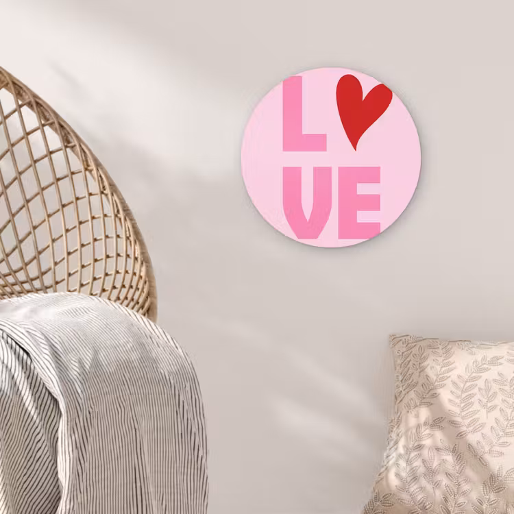 Love - Roze - Hart - Valentijn Wandcirkel plexiglas klein -sfeer5