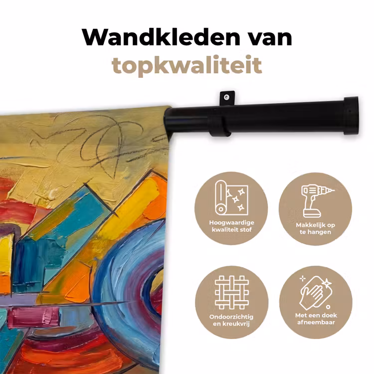 Abstract - Cirkels - Schilderij - Kleurrijk - Dynamisch Wandkleed katoen klein -sfeer2