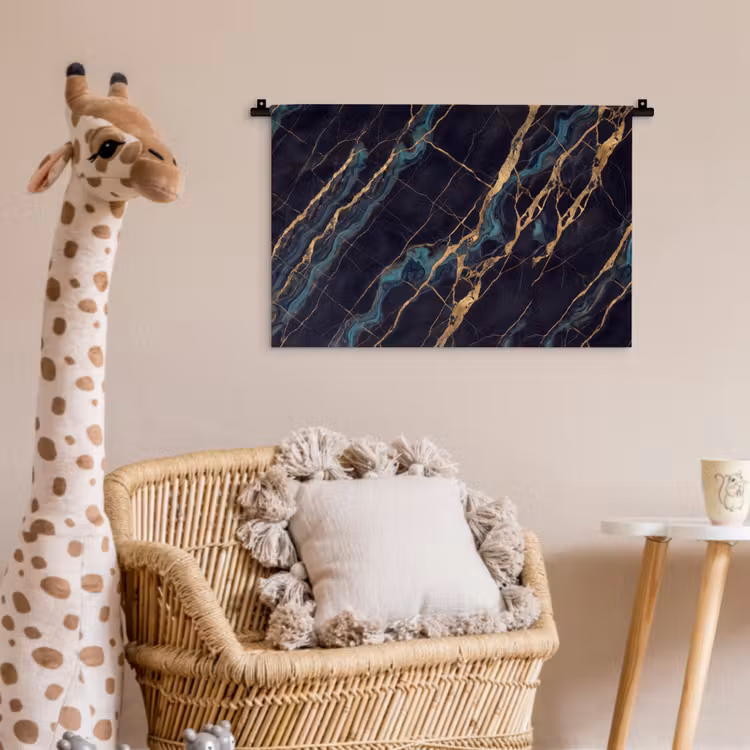 Abstract - Gouden lijnen - Kunst - Modern - Zwart Wandkleed katoen klein -wsfeer5_kind