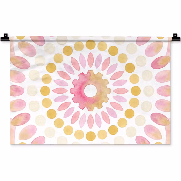 Abstract - Mandala - Kunst - Modern - Roze Wandkleed katoen klein -zz3d