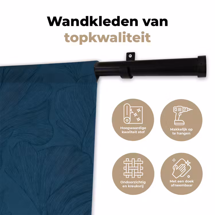 Abstract - Patroon - Donkerblauw - Elegant Wandkleed katoen klein 269 -sfeer2