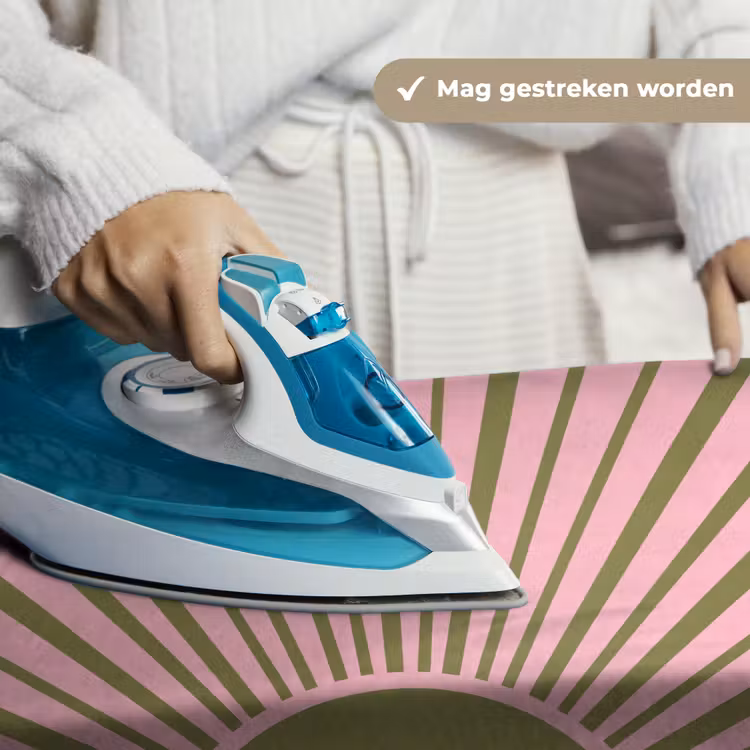 Abstract - Stralen - Grafisch - Roze - Groen Wandkleed katoen klein -sfeer9