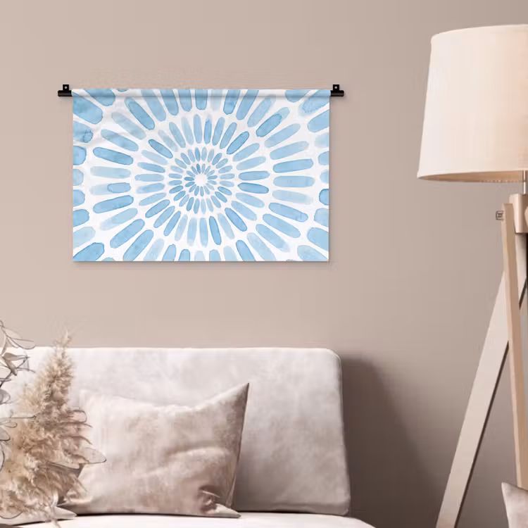 Abstract - Vormen - Kunst - Aquarel - Blauw Wandkleed katoen klein -sfeer4