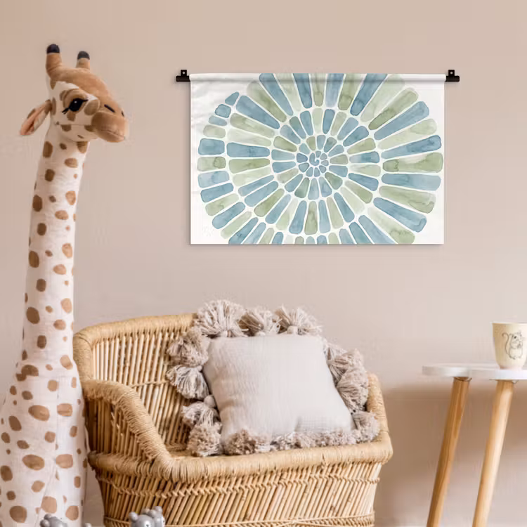 Abstract - Spiraal - Patroon - Modern - Blauw-Groen Wandkleed katoen klein -wsfeer5_kind
