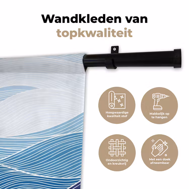 Abstract - Golven - Patroon - Blauw - Modern Wandkleed katoen klein -sfeer2