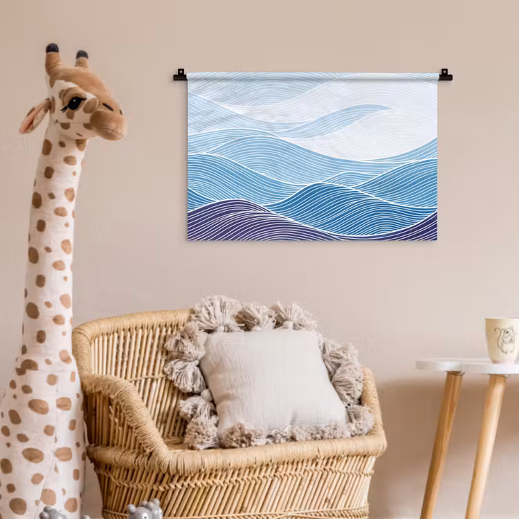 Abstract - Golven - Patroon - Blauw - Modern Wandkleed katoen klein -wsfeer5_kind