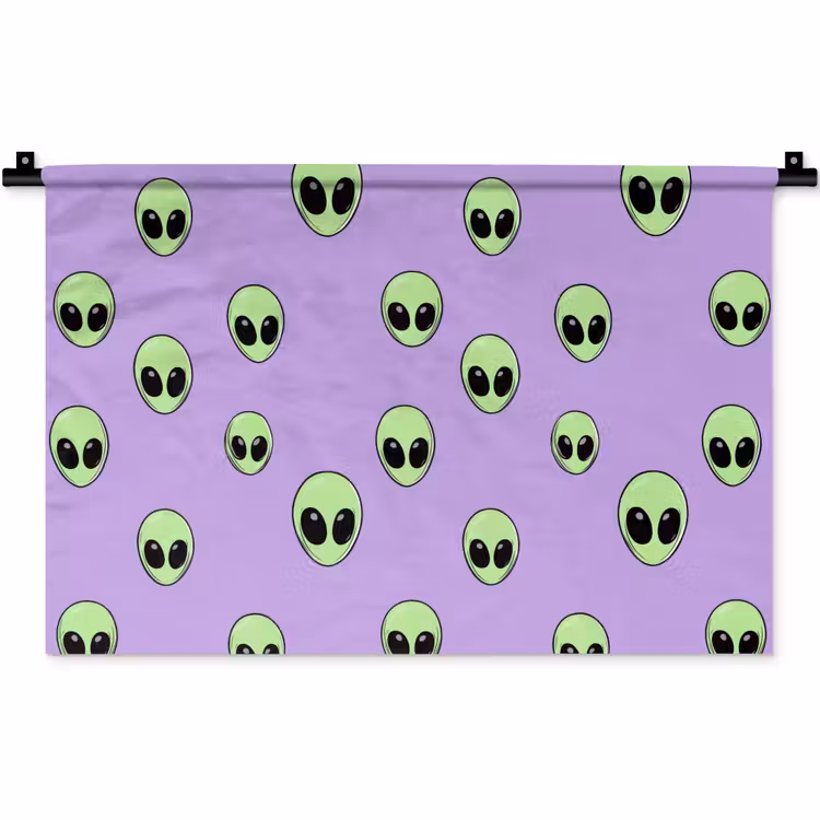 Alien - Retro - Lila Wandkleed katoen klein 269 -zz3d