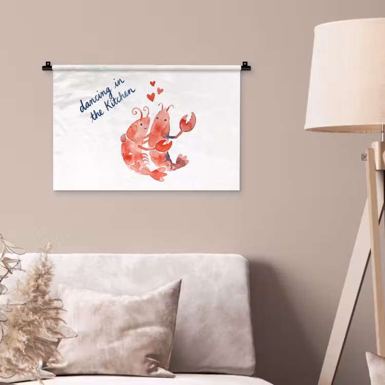 Dier - Dans - Liefde - Waterverf - Rood Wandkleed katoen klein -sfeer4