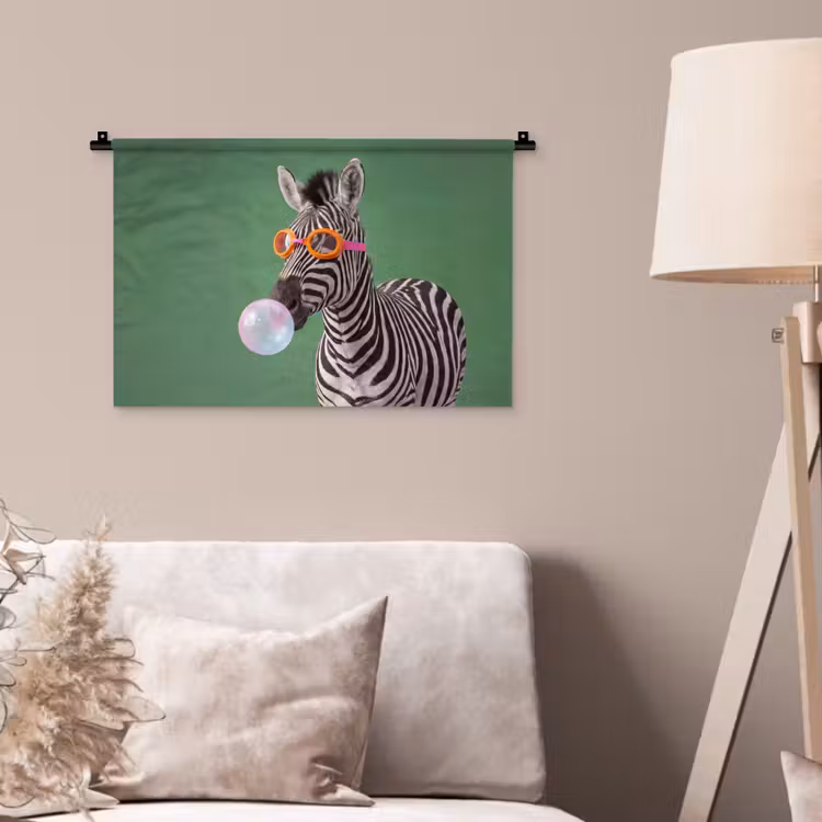Dier - Bril - Bel - Modern - Groen Wandkleed katoen klein -sfeer4