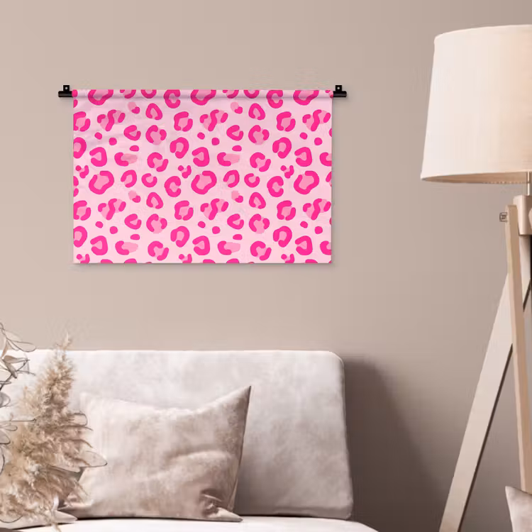 Dierenprint - Patroon - Abstract - Modern - Roze Wandkleed katoen klein -sfeer4