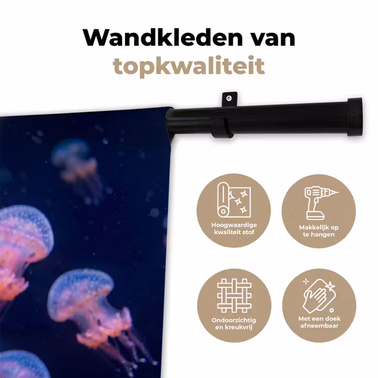 Dier - Onderwater - Natuur - Roze - Mysterieus Wandkleed katoen klein -sfeer2